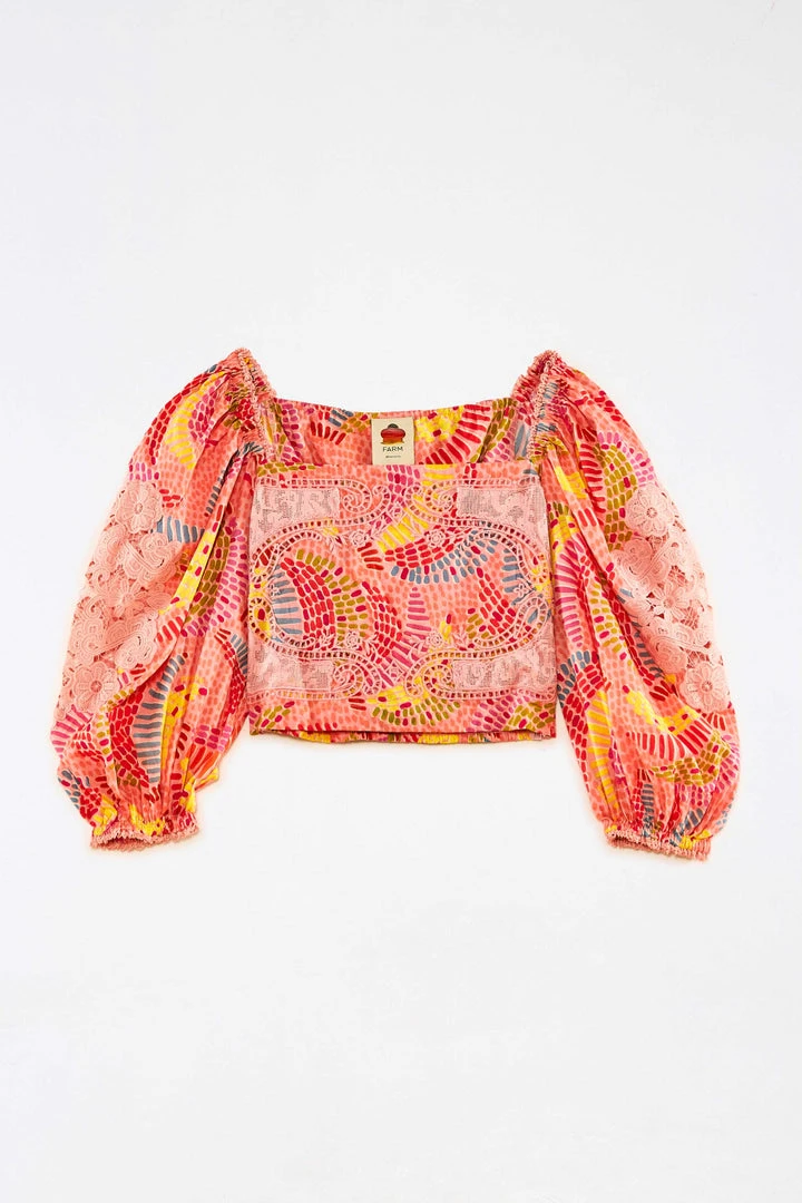 FARM RIO New In Pink Dotted Bananas Blouse 7 FARM RIO New In Pink Dotted Bananas Blouse