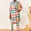 FARM RIO Multicolored Pineapple Jacquard Shirtdress