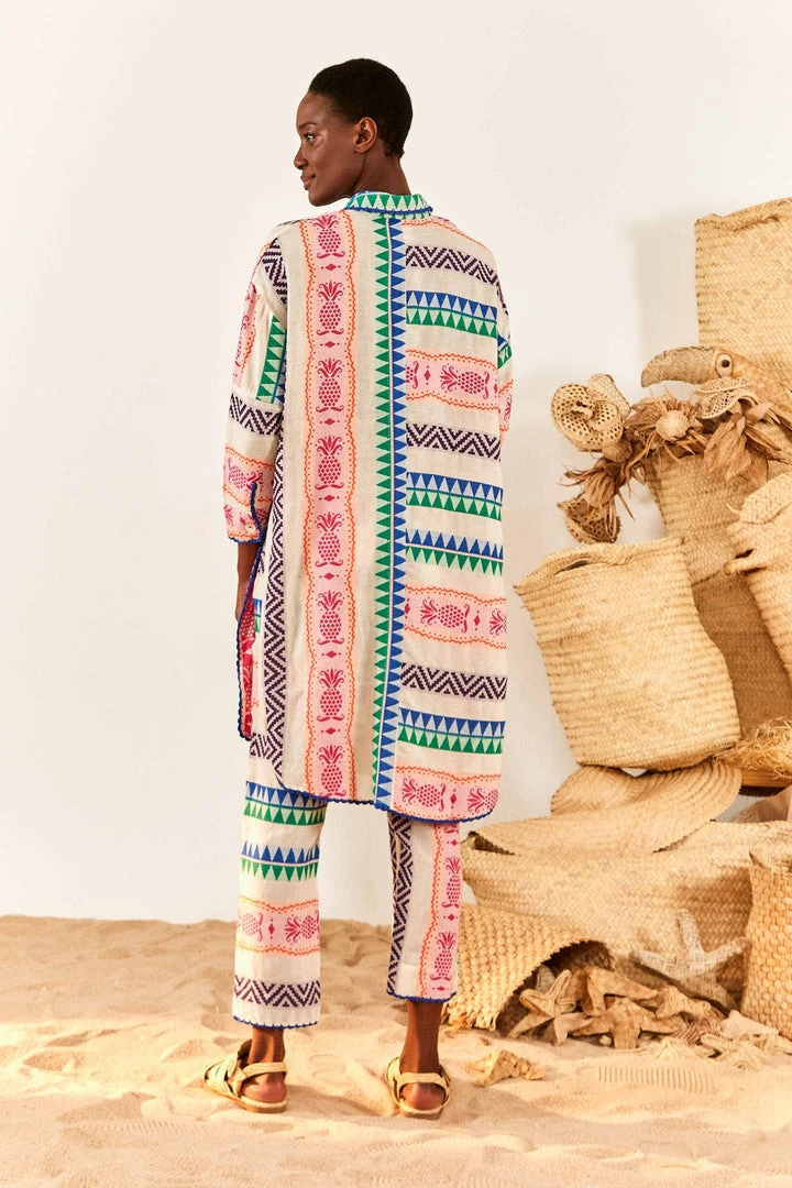 FARM RIO Multicolored Pineapple Jacquard Shirtdress 2 FARM RIO Multicolored Pineapple Jacquard Shirtdress