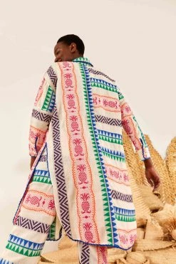 FARM RIO Multicolored Pineapple Jacquard Shirtdress 10 FARM RIO Multicolored Pineapple Jacquard Shirtdress