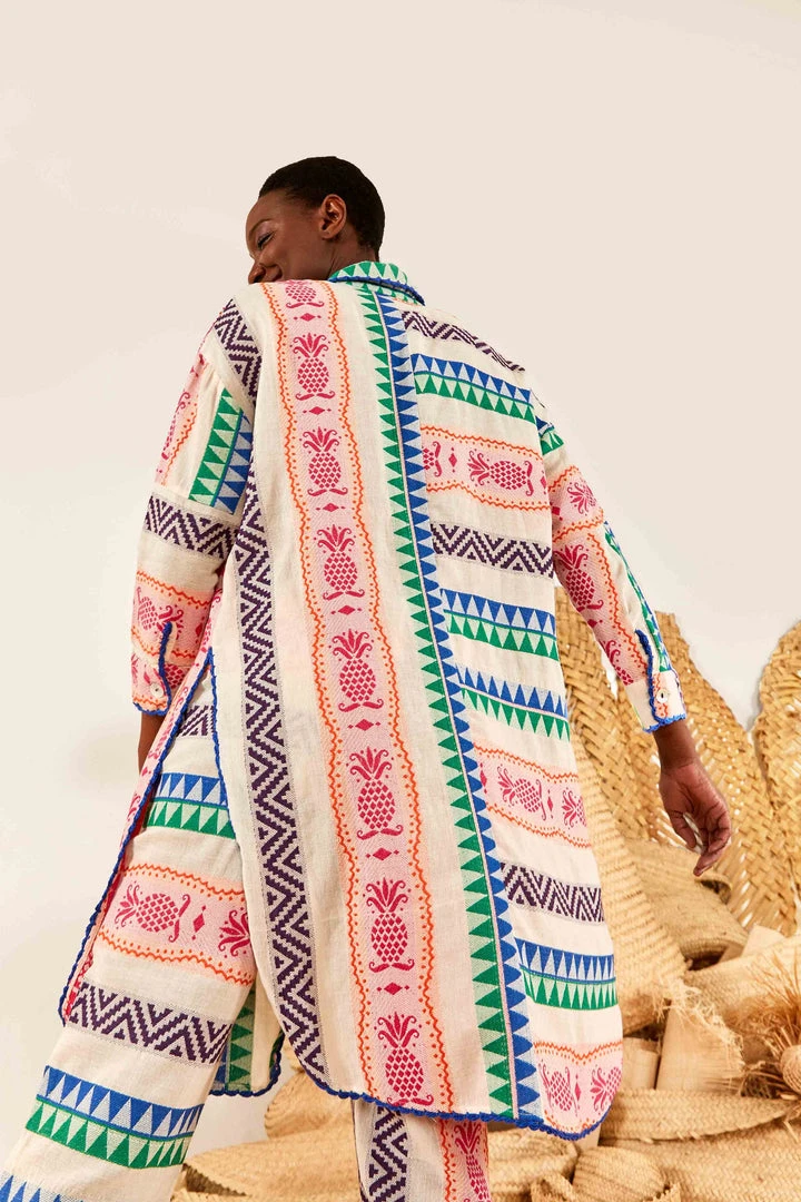 FARM RIO Multicolored Pineapple Jacquard Shirtdress 4 FARM RIO Multicolored Pineapple Jacquard Shirtdress