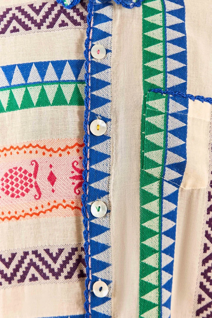 FARM RIO Multicolored Pineapple Jacquard Shirtdress 7 FARM RIO Multicolored Pineapple Jacquard Shirtdress