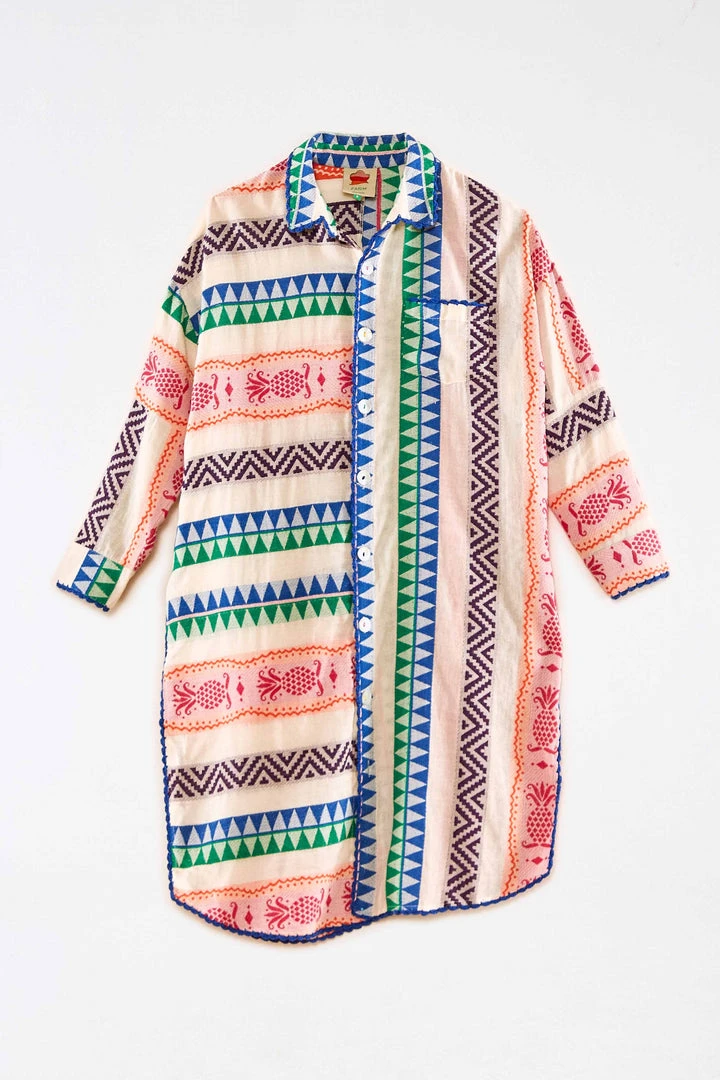 FARM RIO Multicolored Pineapple Jacquard Shirtdress 6 FARM RIO Multicolored Pineapple Jacquard Shirtdress
