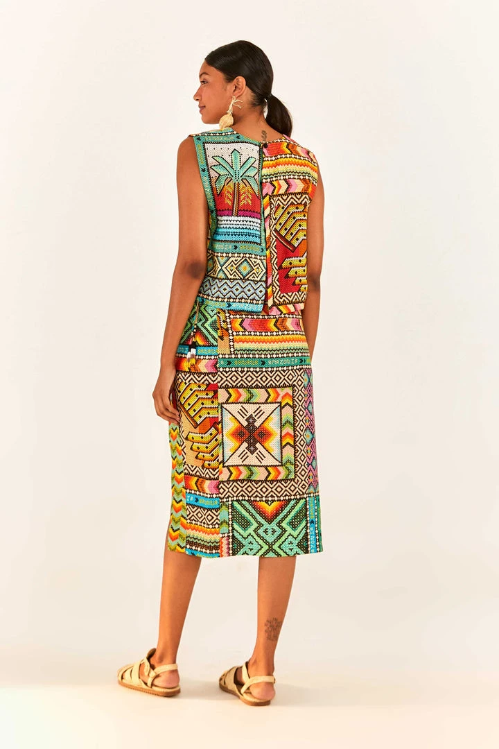 FARM RIO Banana Scarves Slit Midi Skirt New In 2 FARM RIO Banana Scarves Slit Midi Skirt New In