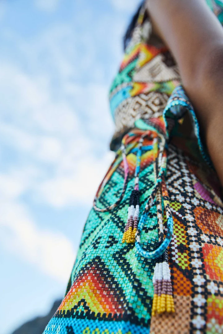 FARM RIO Banana Scarves Slit Midi Skirt New In 5 FARM RIO Banana Scarves Slit Midi Skirt New In