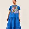 FARM RIO Blue From Rio With Love T-Shirt Dress