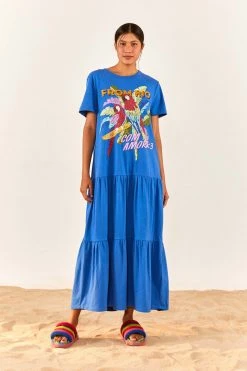 FARM RIO Blue From Rio With Love T-Shirt Dress 9 FARM RIO Blue From Rio With Love T-Shirt Dress