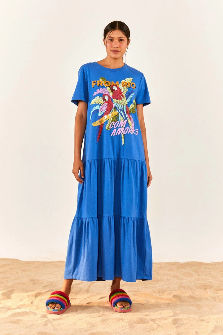 FARM RIO Blue From Rio With Love T-Shirt Dress 4 FARM RIO Blue From Rio With Love T-Shirt Dress