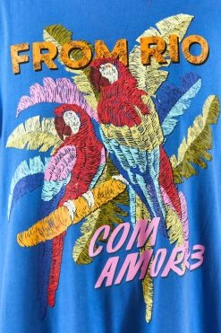 FARM RIO Blue From Rio With Love T-Shirt Dress 10 FARM RIO Blue From Rio With Love T-Shirt Dress