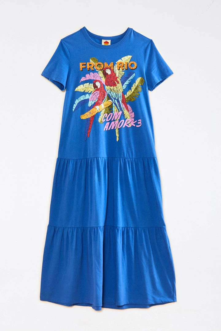 FARM RIO Blue From Rio With Love T-Shirt Dress 6 FARM RIO Blue From Rio With Love T-Shirt Dress