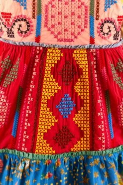 FARM RIO Color Block Embroidered Mini Dress New In