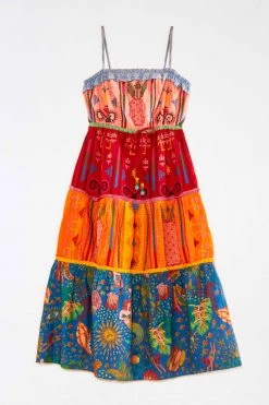 FARM RIO Color Block Embroidered Midi Dress New In 11 FARM RIO Color Block Embroidered Midi Dress New In