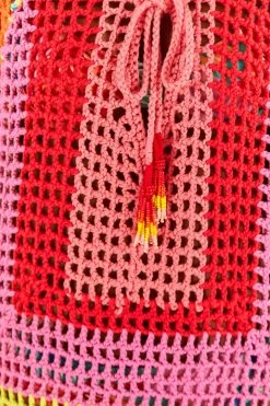 FARM RIO New In Striped Multicolor Crochet Dress 10 FARM RIO New In Striped Multicolor Crochet Dress