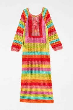 FARM RIO New In Striped Multicolor Crochet Dress 11 FARM RIO New In Striped Multicolor Crochet Dress