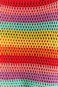 FARM RIO Striped Multicolor Crochet Pullover New In 10 FARM RIO Striped Multicolor Crochet Pullover New In