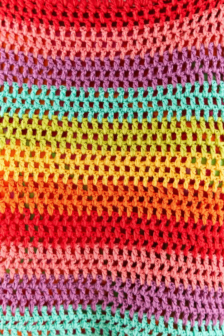 FARM RIO Striped Multicolor Crochet Pullover New In 5 FARM RIO Striped Multicolor Crochet Pullover New In