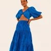 FARM RIO New In Blue 3D Pineapple Midi Skirt