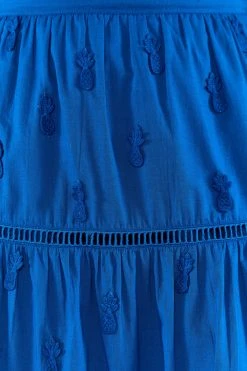 FARM RIO New In Blue 3D Pineapple Midi Skirt