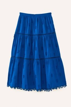 FARM RIO New In Blue 3D Pineapple Midi Skirt