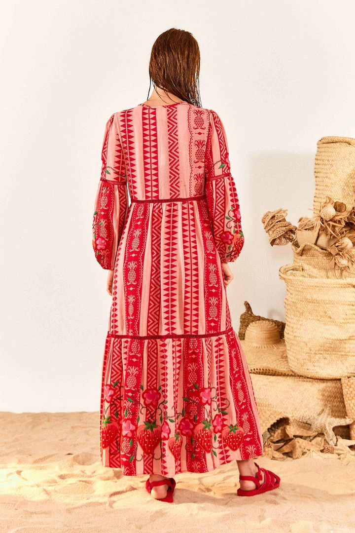 FARM RIO Red And Pink Pineapple Jacquard Dress 2 FARM RIO Red And Pink Pineapple Jacquard Dress