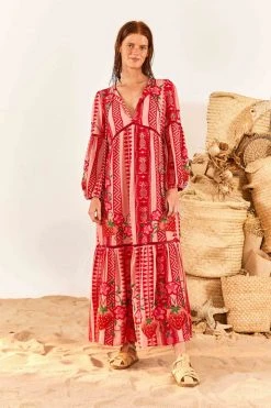 FARM RIO Red And Pink Pineapple Jacquard Dress 9 FARM RIO Red And Pink Pineapple Jacquard Dress