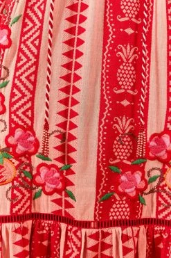 FARM RIO Red And Pink Pineapple Jacquard Dress 10 FARM RIO Red And Pink Pineapple Jacquard Dress