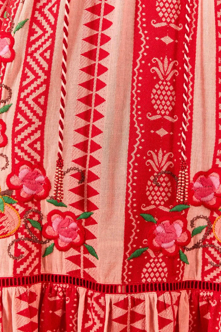 FARM RIO Red And Pink Pineapple Jacquard Dress 5 FARM RIO Red And Pink Pineapple Jacquard Dress