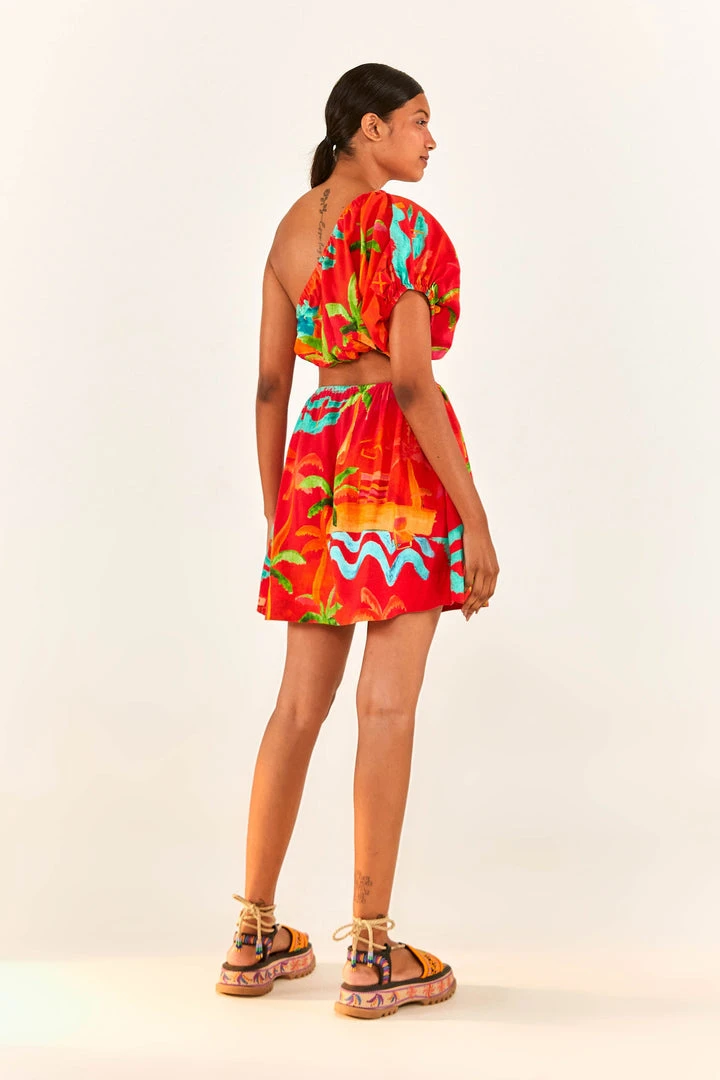 FARM RIO New In Red Ipanema One-Shoulder Mini Dress 2 FARM RIO New In Red Ipanema One-Shoulder Mini Dress