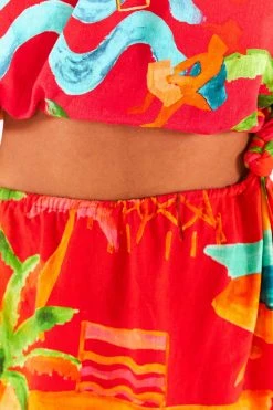 FARM RIO New In Red Ipanema One-Shoulder Mini Dress 10 FARM RIO New In Red Ipanema One-Shoulder Mini Dress