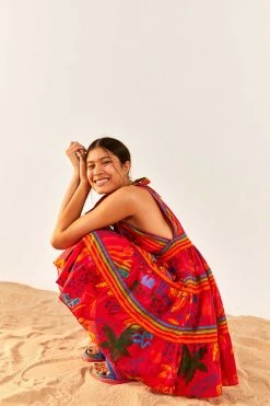 FARM RIO Red Good Vibes V Neck Mini Dress 9 FARM RIO Red Good Vibes V Neck Mini Dress