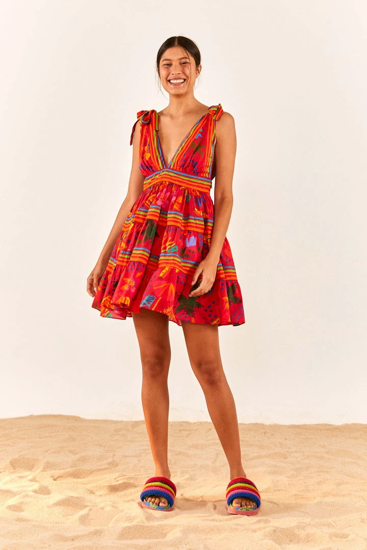 FARM RIO Red Good Vibes V Neck Mini Dress 4 FARM RIO Red Good Vibes V Neck Mini Dress
