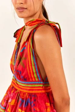 FARM RIO Red Good Vibes V Neck Mini Dress 11 FARM RIO Red Good Vibes V Neck Mini Dress