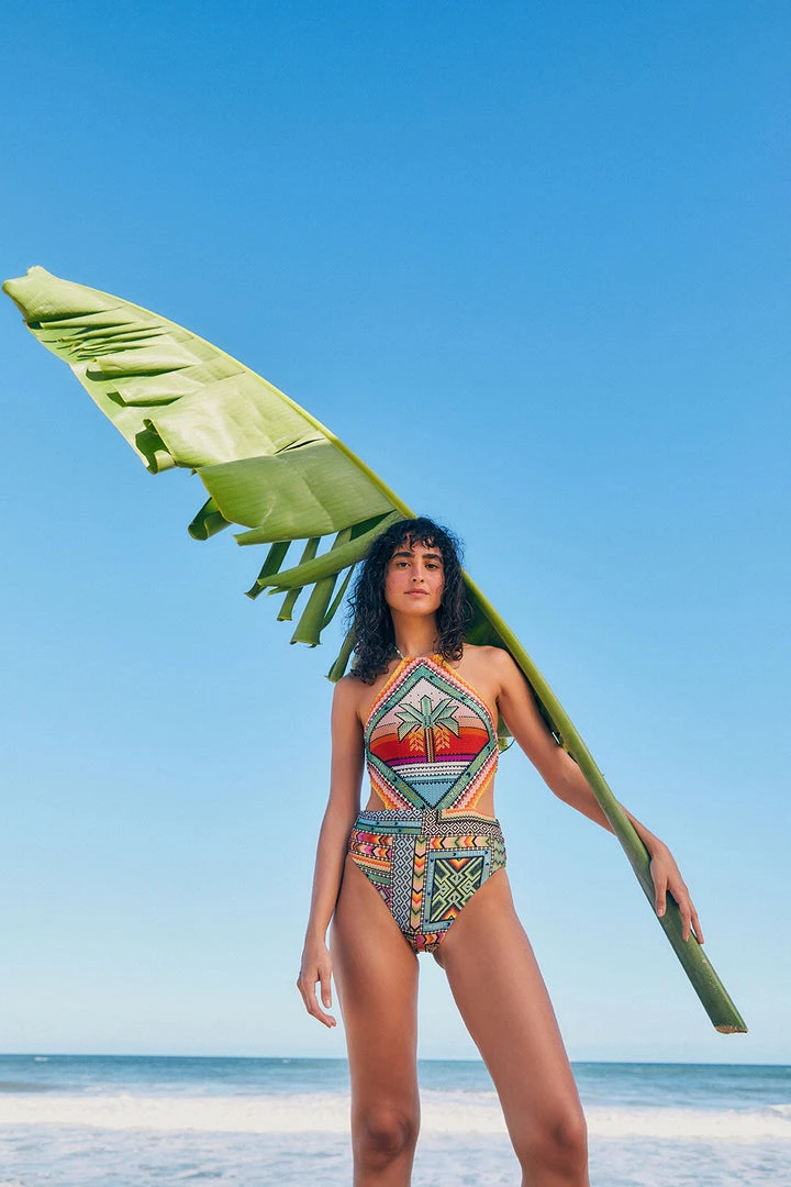 FARM RIO New In Banana Scarves One-Piece Swimsuit 1 FARM RIO New In Banana Scarves One-Piece Swimsuit