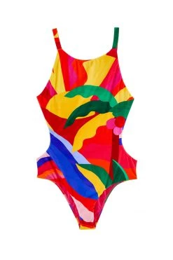 FARM RIO Graphic Sunshine One-Piece Swimsuit New In 9 FARM RIO Graphic Sunshine One-Piece Swimsuit New In