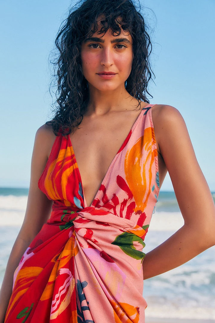 FARM RIO MIXED FRUITS OCEAN COVER UP New In 2 FARM RIO MIXED FRUITS OCEAN COVER UP New In