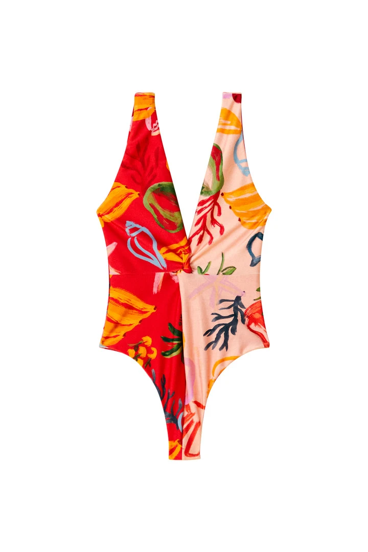 FARM RIO Mixed Fruits Ocean One Piece Swimsuit New In 5 FARM RIO Mixed Fruits Ocean One Piece Swimsuit New In
