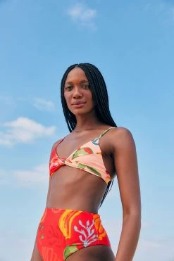 FARM RIO MIXED FRUITS OCEAN BIKINI TOP