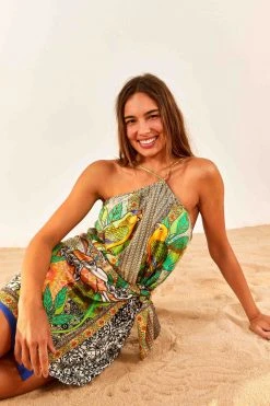 FARM RIO New In Gayatri Halter Neck Mini Dress