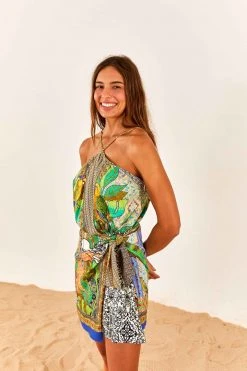 FARM RIO New In Gayatri Halter Neck Mini Dress