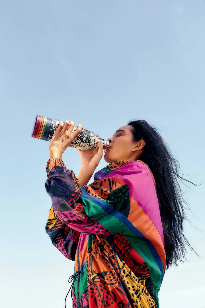 FARM RIO B&W MIDNIGHT LEOPARDS WATER BOTTLE 2 FARM RIO B&W MIDNIGHT LEOPARDS WATER BOTTLE