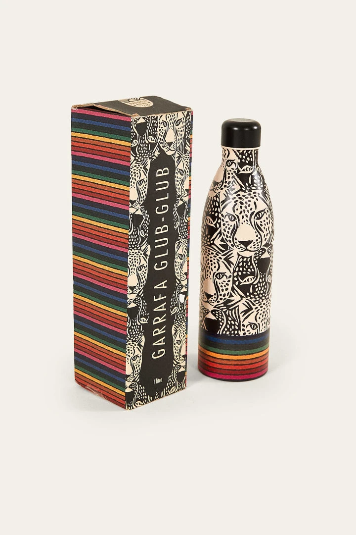 FARM RIO B&W MIDNIGHT LEOPARDS WATER BOTTLE 5 FARM RIO B&W MIDNIGHT LEOPARDS WATER BOTTLE