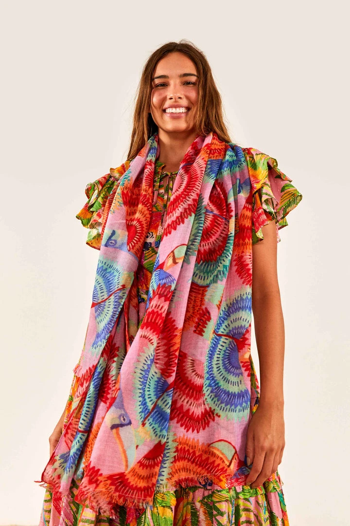 FARM RIO HAPPY TOUCANS SCARF New In 1 FARM RIO HAPPY TOUCANS SCARF New In