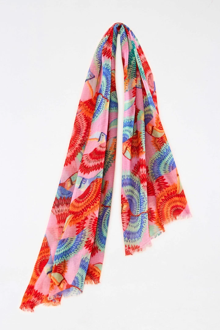 FARM RIO HAPPY TOUCANS SCARF New In 2 FARM RIO HAPPY TOUCANS SCARF New In