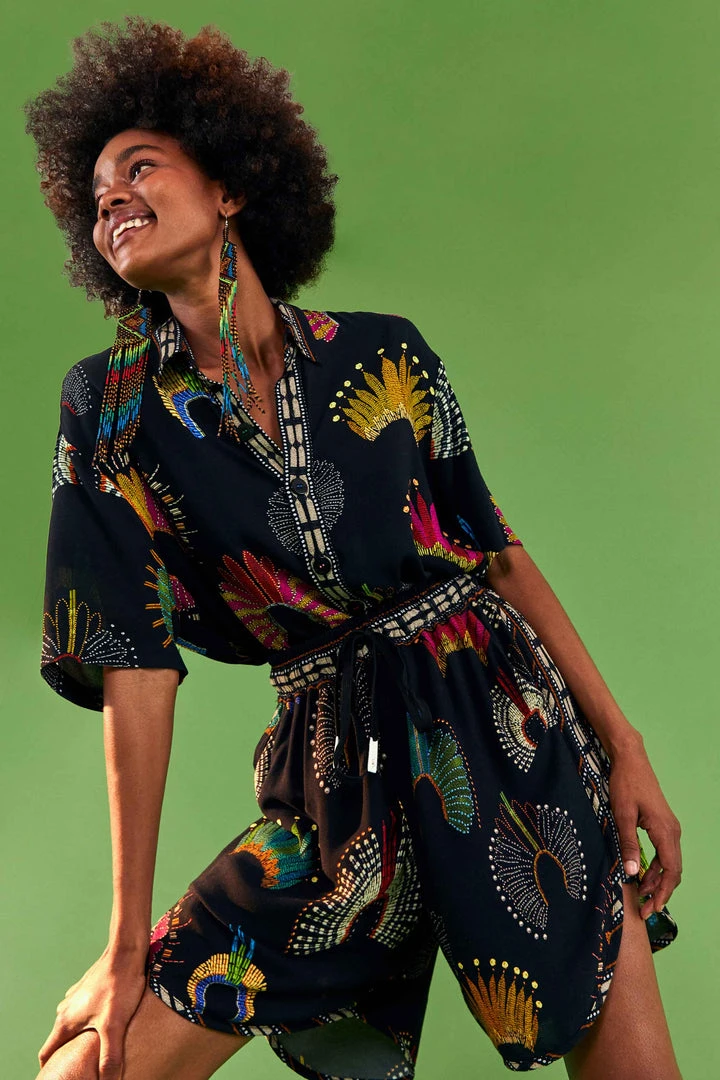 FARM RIO BLACK WONDERFUL HEADDRESS UNISEX SHORTS New In 1 FARM RIO BLACK WONDERFUL HEADDRESS UNISEX SHORTS New In