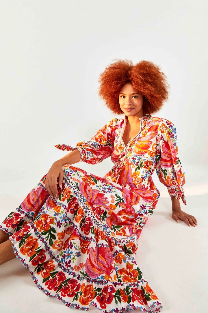 FARM RIO WHITE SPRING BANANAS MAXI DRESS 3 FARM RIO WHITE SPRING BANANAS MAXI DRESS