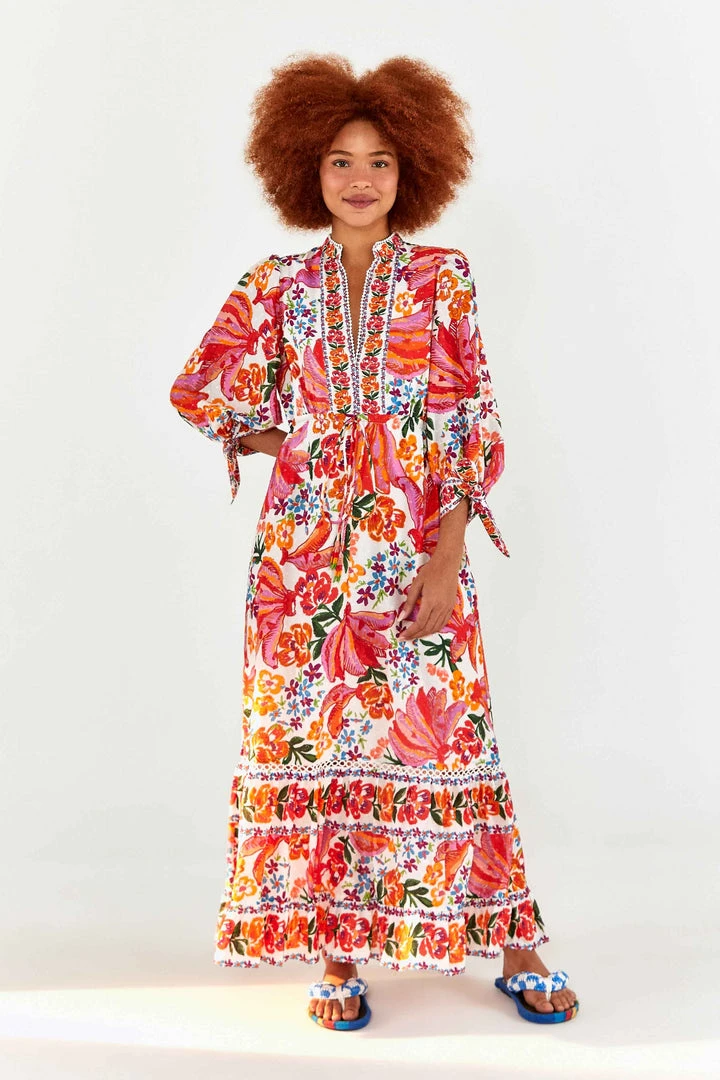 FARM RIO WHITE SPRING BANANAS MAXI DRESS 4 FARM RIO WHITE SPRING BANANAS MAXI DRESS