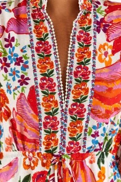 FARM RIO WHITE SPRING BANANAS MAXI DRESS 10 FARM RIO WHITE SPRING BANANAS MAXI DRESS