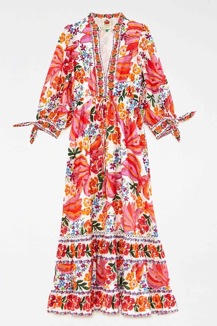 FARM RIO WHITE SPRING BANANAS MAXI DRESS 6 FARM RIO WHITE SPRING BANANAS MAXI DRESS