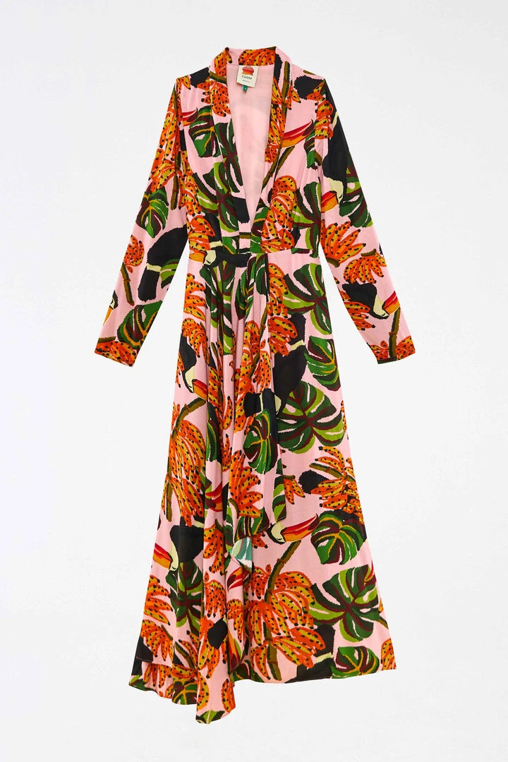 FARM RIO Pink Toucananas Maxi Dress 6 FARM RIO Pink Toucananas Maxi Dress