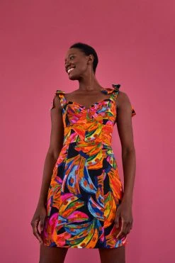 FARM RIO RAINBOW BANANAS MINI DRESS Most Loved